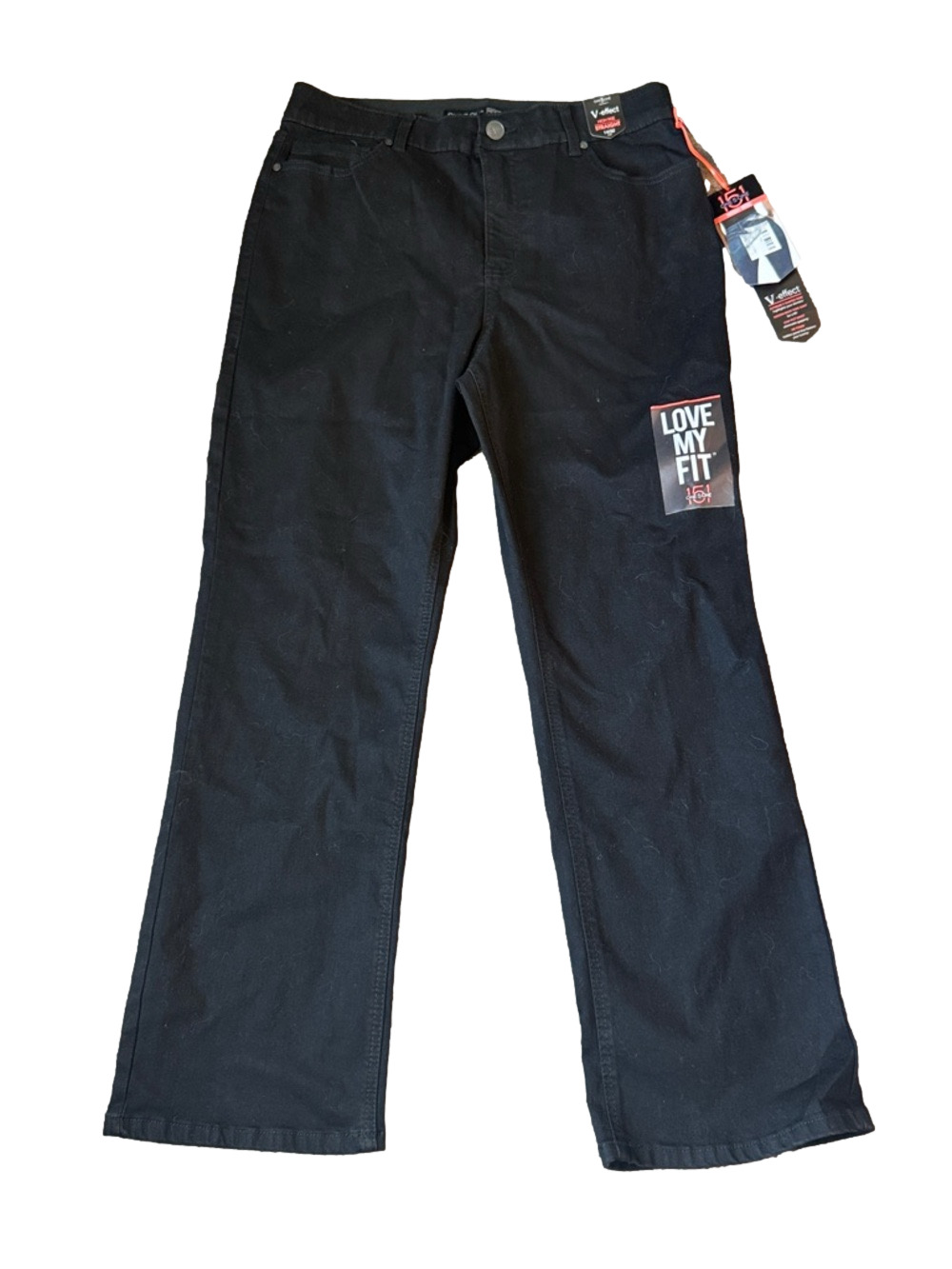 One 5 One Black V Effect High Rise Straight Jeans Stretch Denim SIZE 14